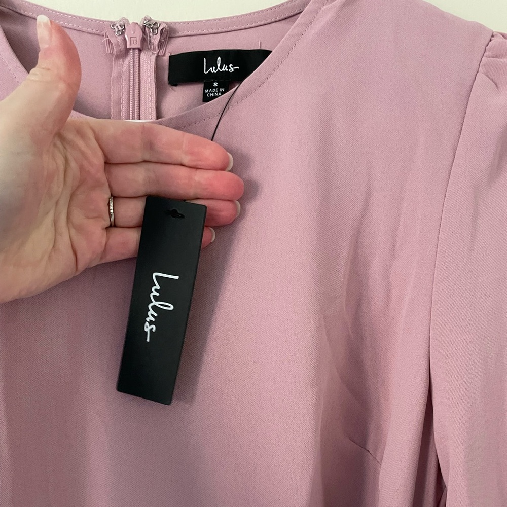 Lulu's Blush Pink Long Sleeve Tie-Waist Mini Dress - Picture 11 of 12